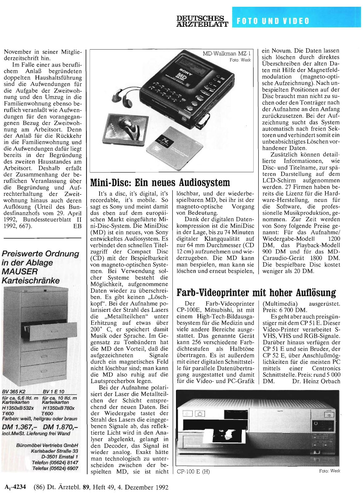 Vorschauseite 1: Mini-Disc: Ein neues Audiosystem