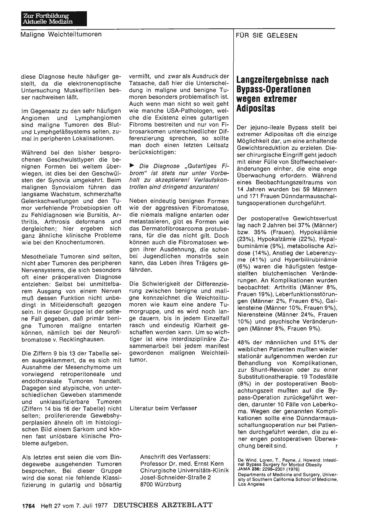Vorschauseite 1: Langzeitergebnisse nach Bypass-Operationen wegen extremer Adipositas