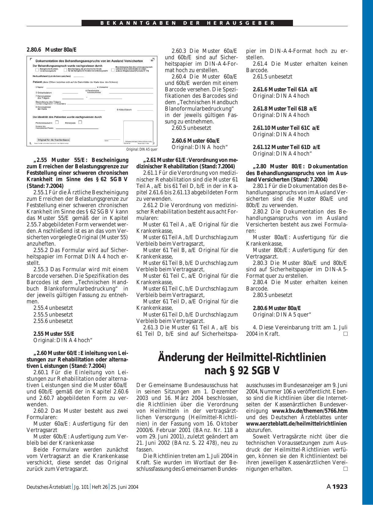 Vorschauseite 1: Änderung der Heilmittel-Richtlinien nach § 92 SGB V
