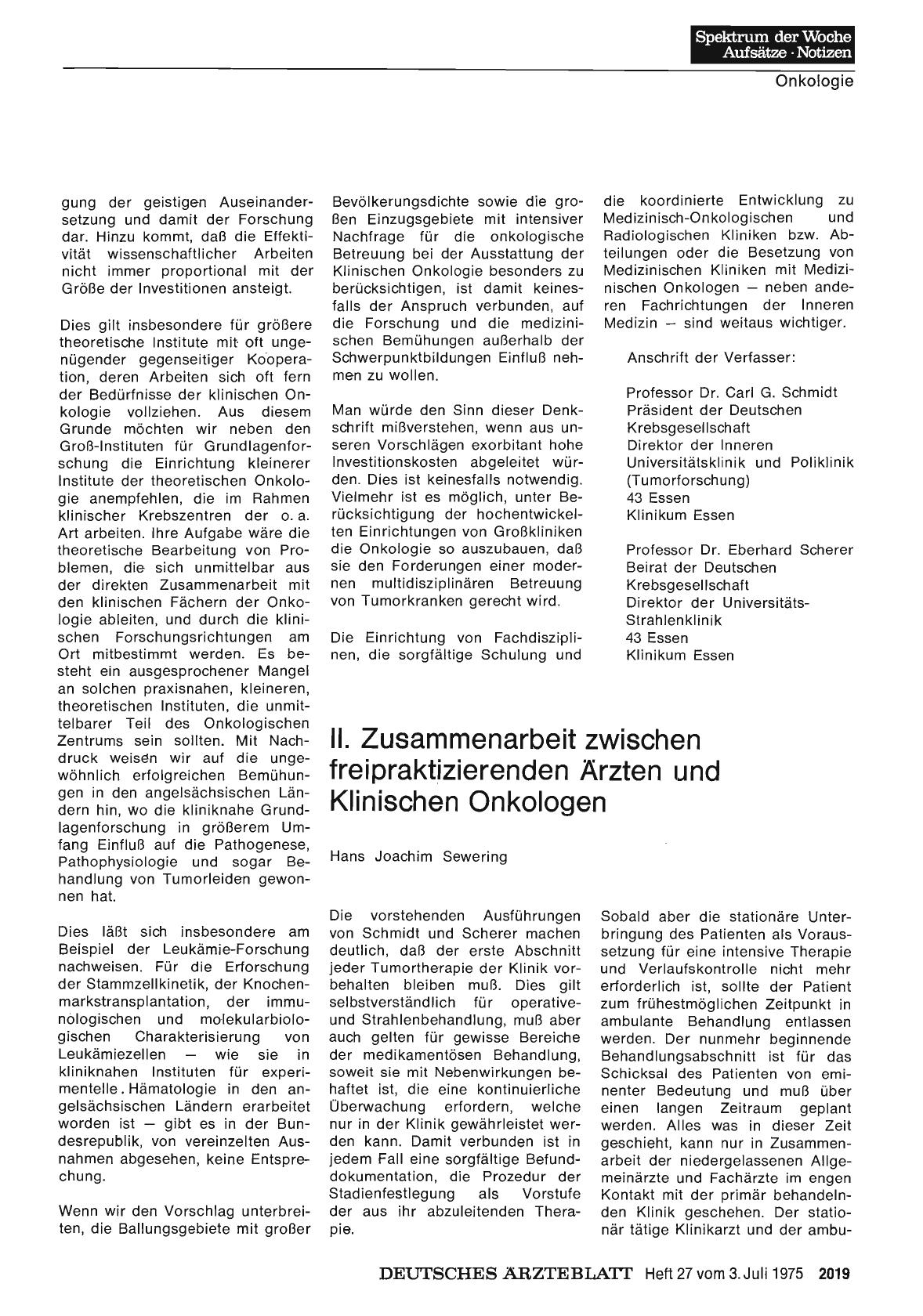 Vorschauseite 1: Zur Situation der Onkologie in Deutschland: II. Zusammenarbeit zwischen freipraktizierenden Ärzten und Klinischen Onkologen