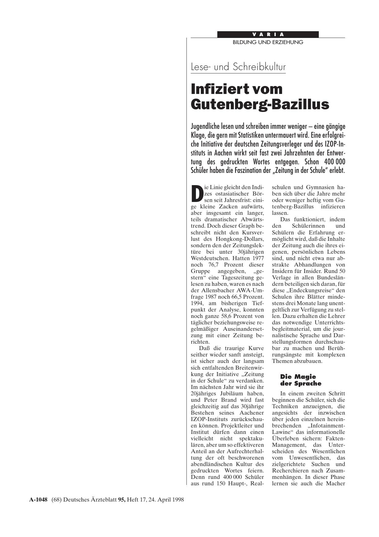 Vorschauseite 1: Leseund Schreibkultur: Infiziert vom Gutenberg-Bazillus
