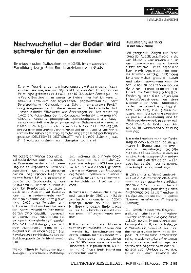 Vorschauseite 1: Nachwuchsflut der Boden wird schmaler für den einzelnen