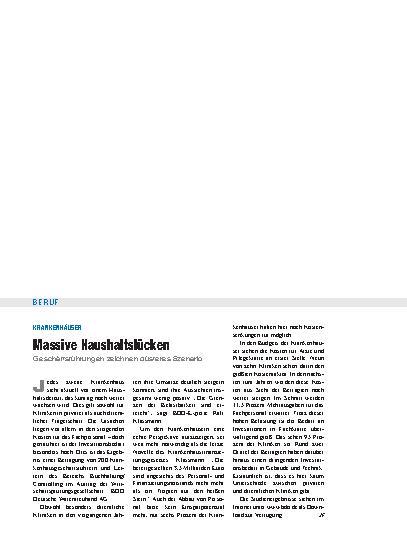Vorschauseite 1: Krankenhäuser: Massive Haushaltslücken
