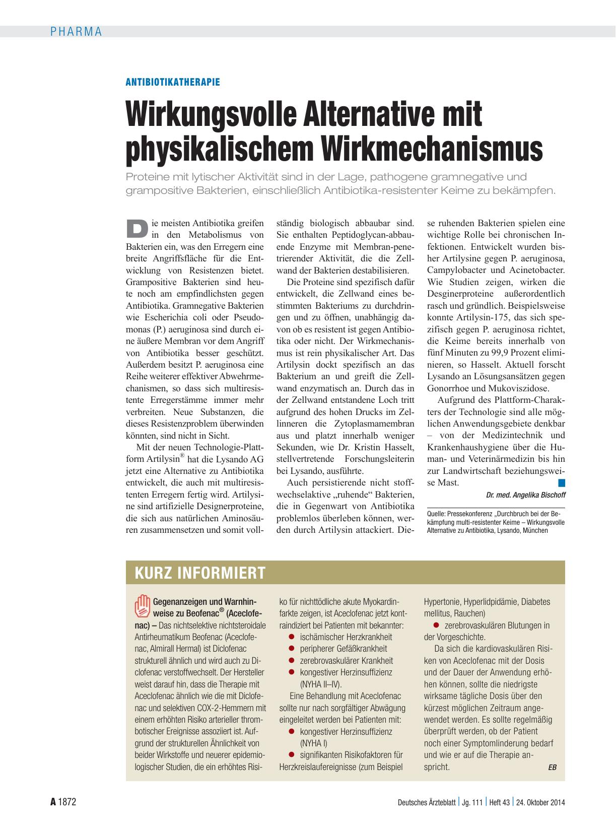 Vorschauseite 1: Antibiotikatherapie: Wirkungsvolle Alternative mit physikalischem Wirkmechanismus