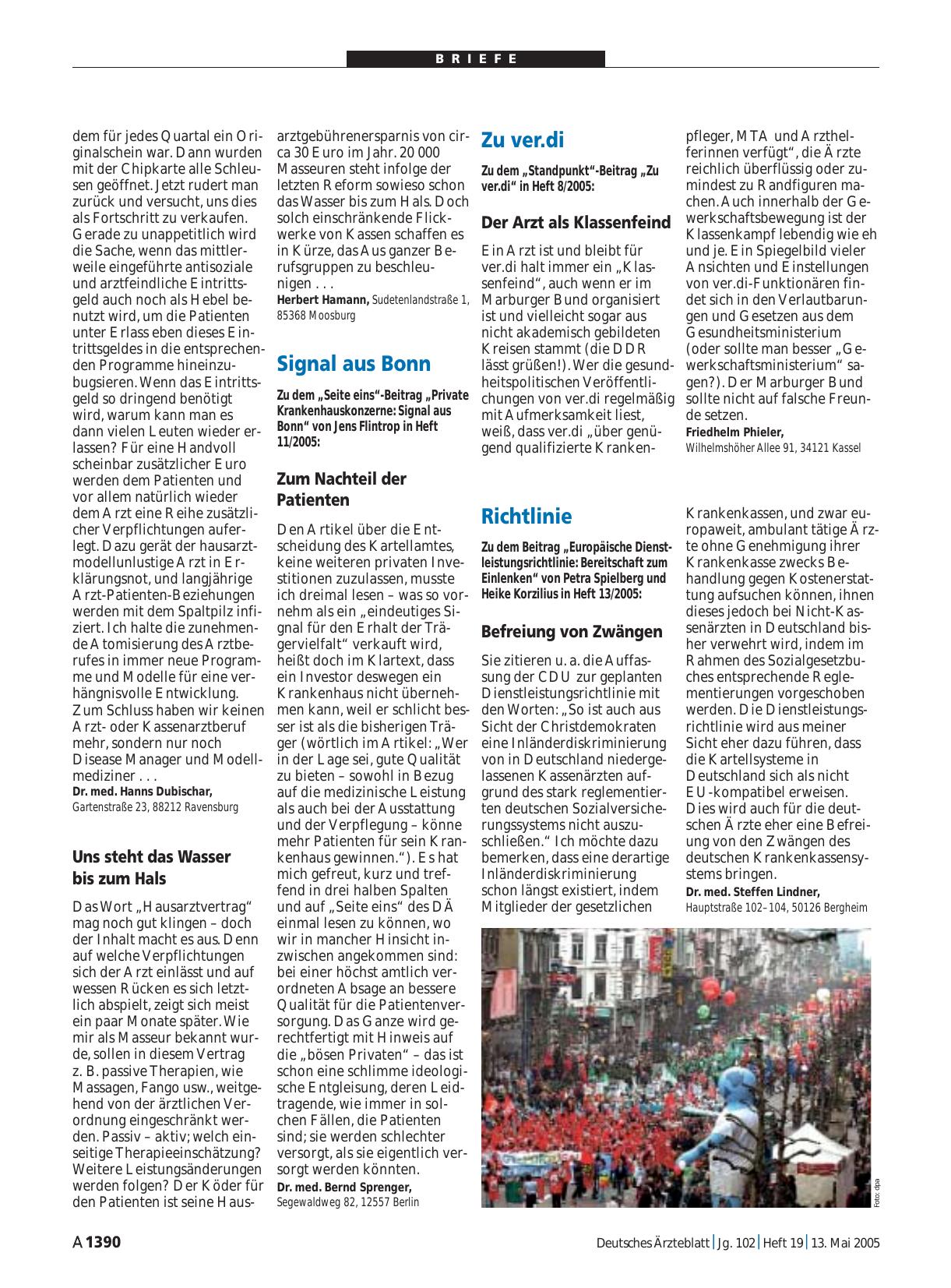 Vorschauseite 1: Zu ver. di: Der Arzt als Klassenfeind