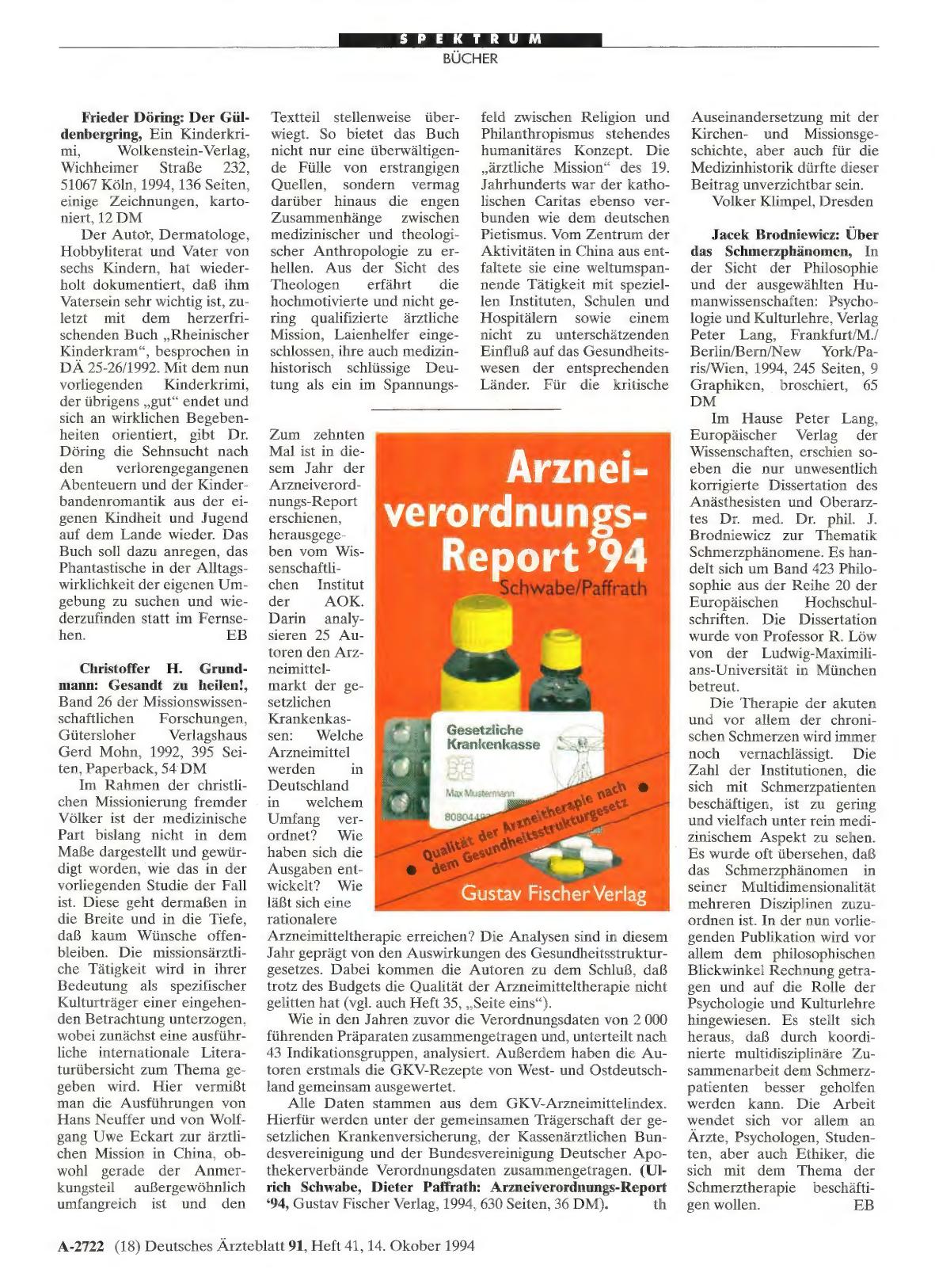 Vorschauseite 1: Arzneiverordnungs-Report ´94
