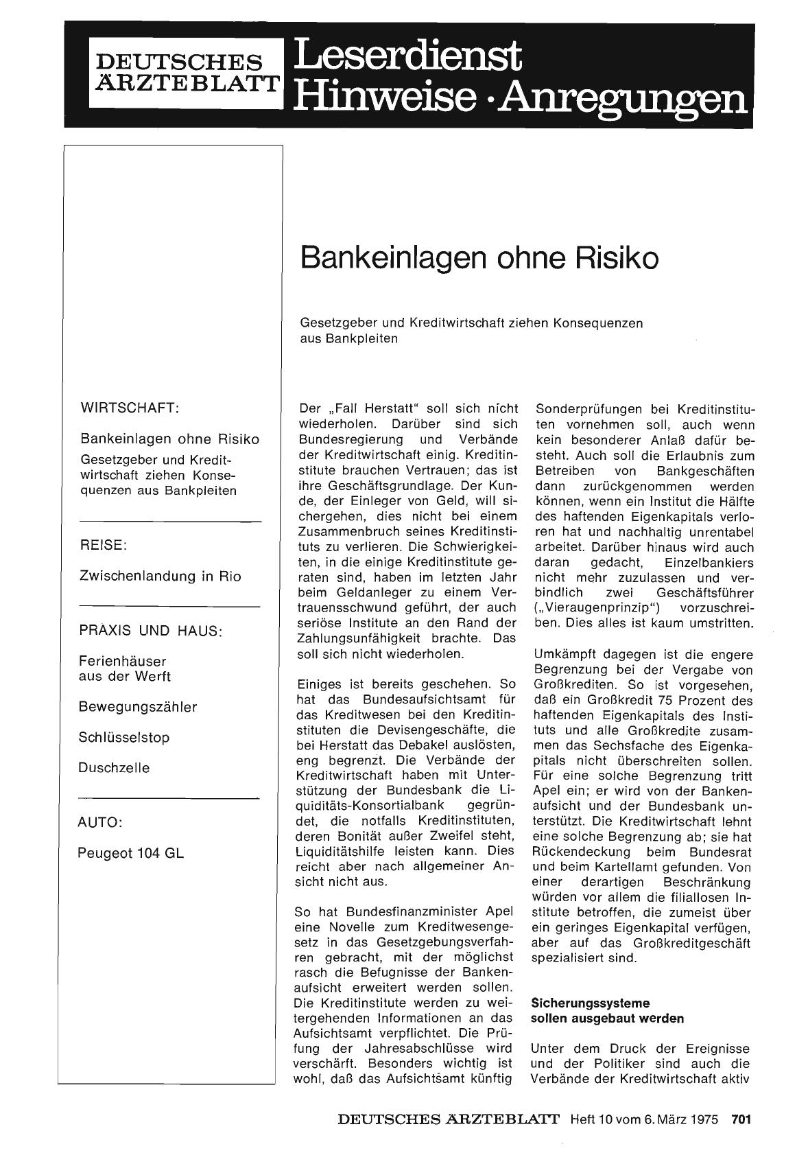 Vorschauseite 1: Bankeinlagen ohne Risiko