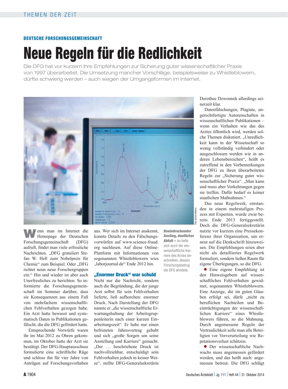 Vorschauseite 1: Deutsche Forschungsgemeinschaft: Neue Regeln für die Redlichkeit