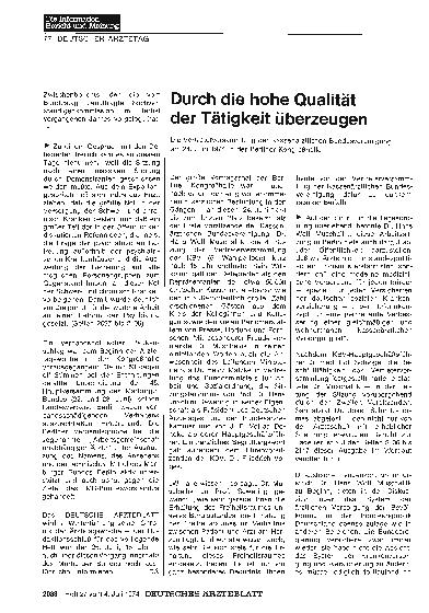 Vorschauseite 1: Durch die hohe Qualität der Tätigkeit überzeugen: Die Vertreterversammlung der Kassenärztlichen Bundesvereinigung am 24. Juni 1974 in der Berliner Kongreßhalle