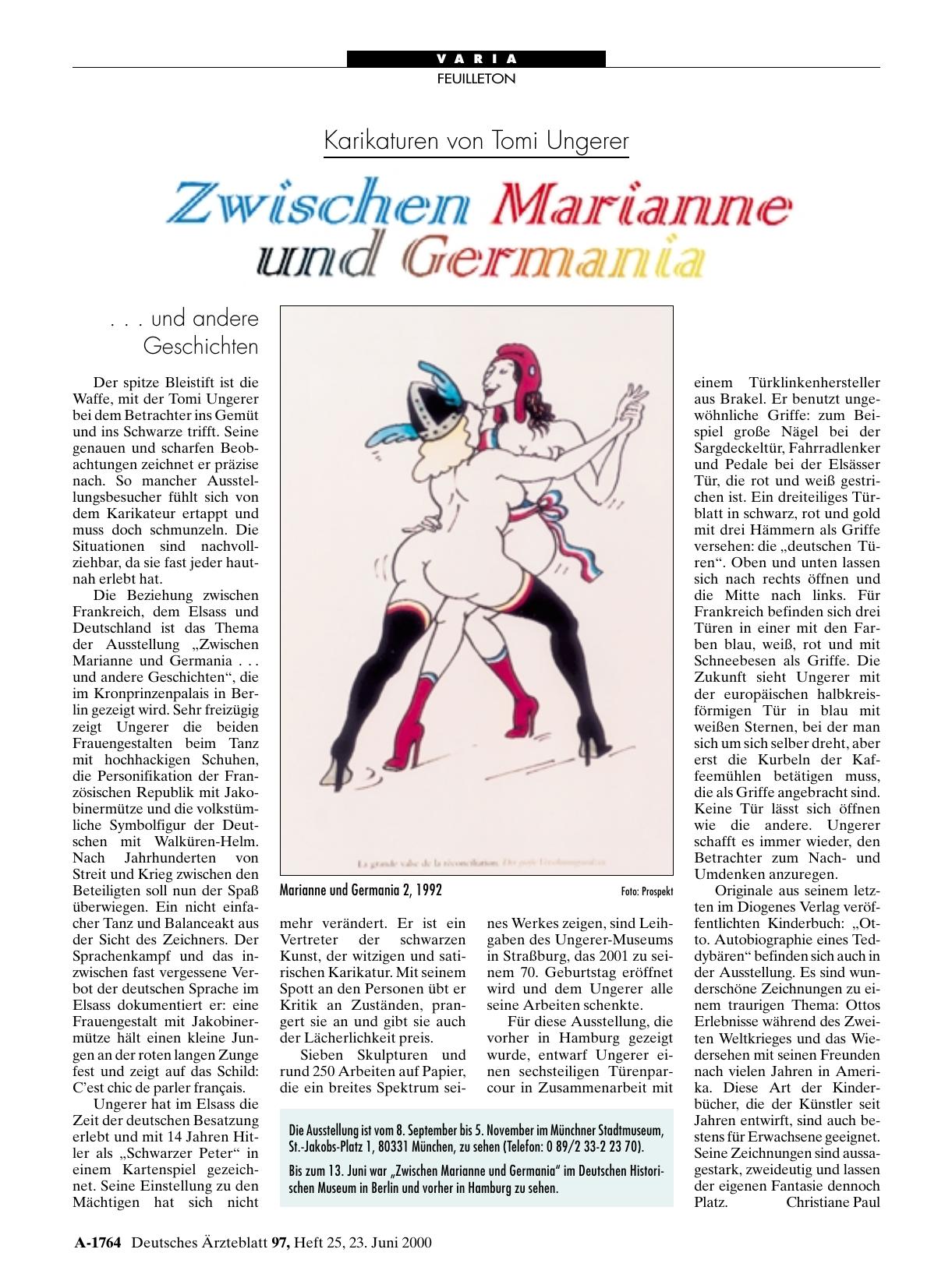 Vorschauseite 1: Karikaturen von Tomi Ungerer Zwischen Marianne und Germania