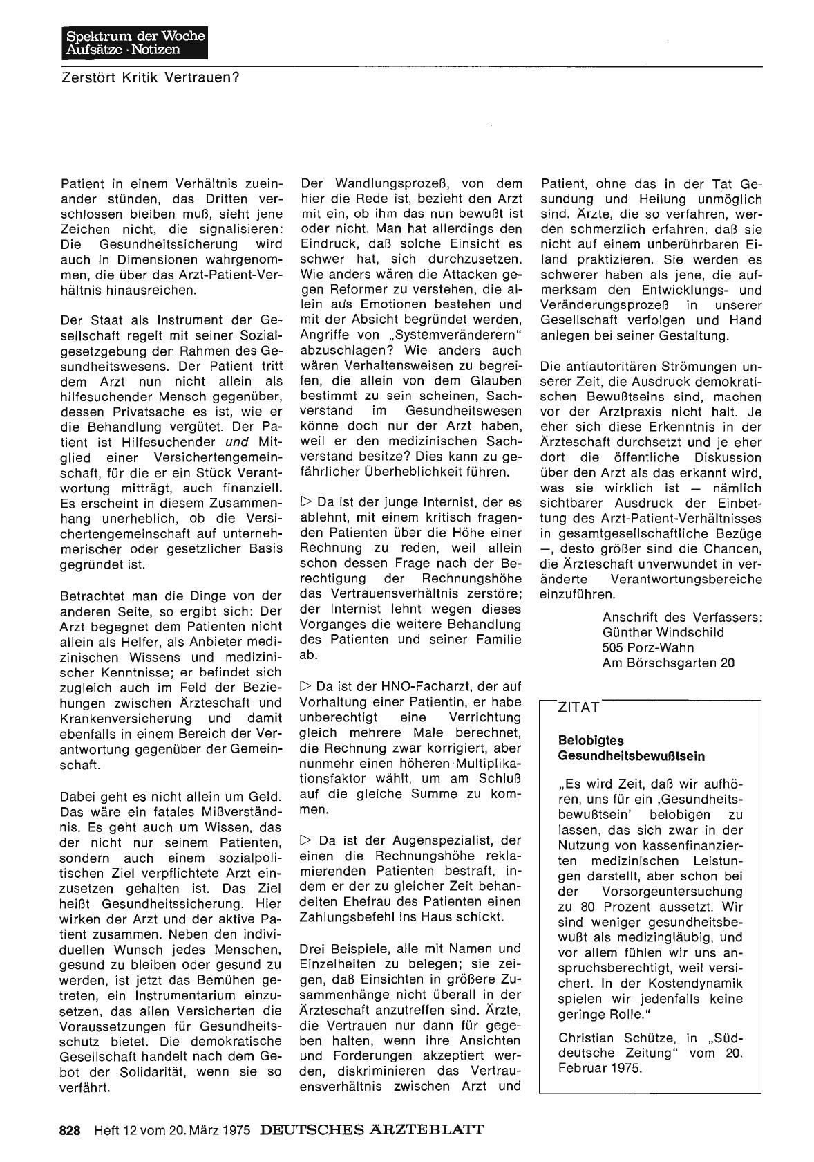 Vorschauseite 1: Belobigtes Gesundheitsbewußtsein