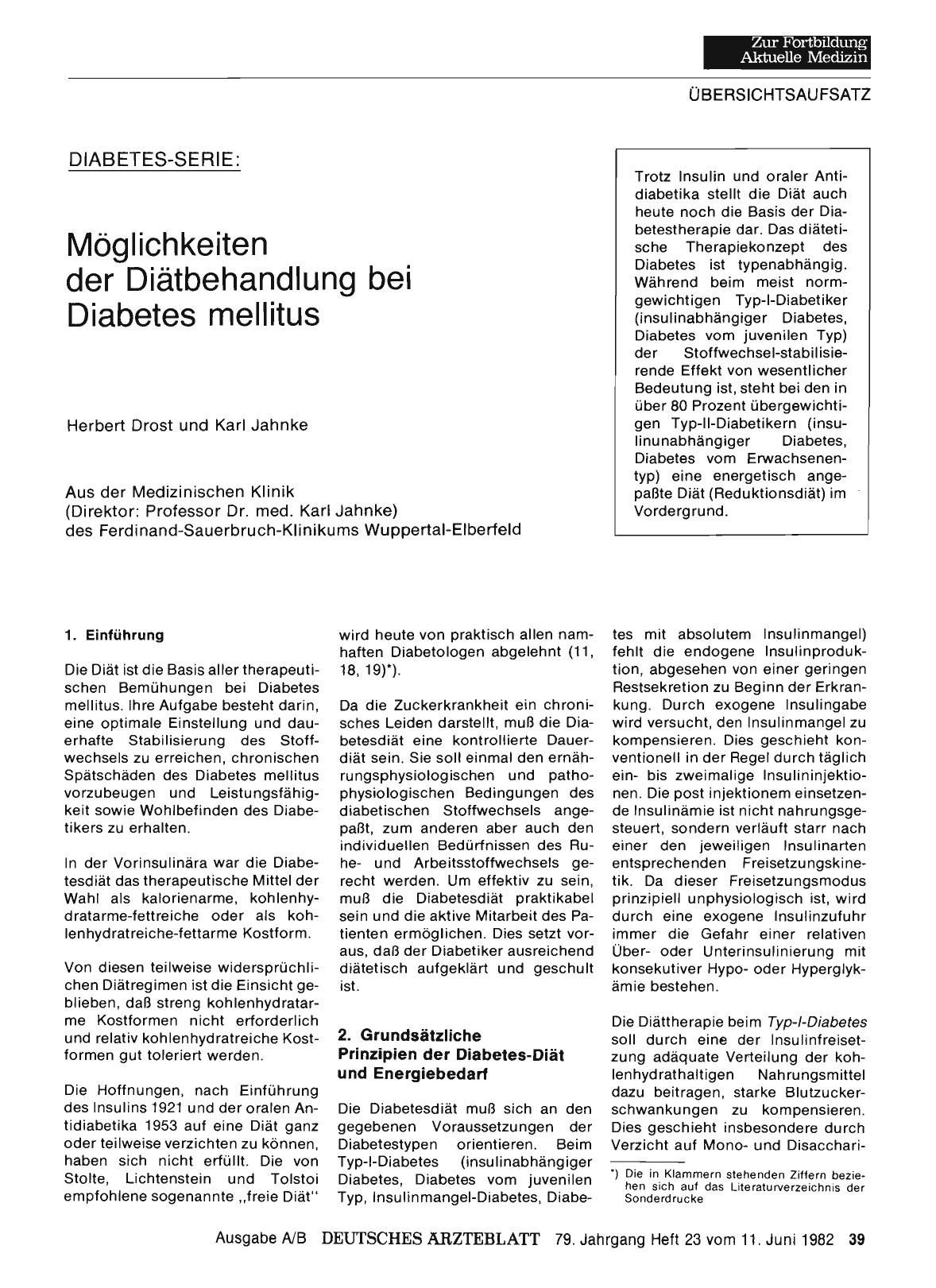 Vorschauseite 1: Möglichkeiten der Diätbehandlung bei Diabetes mellitus