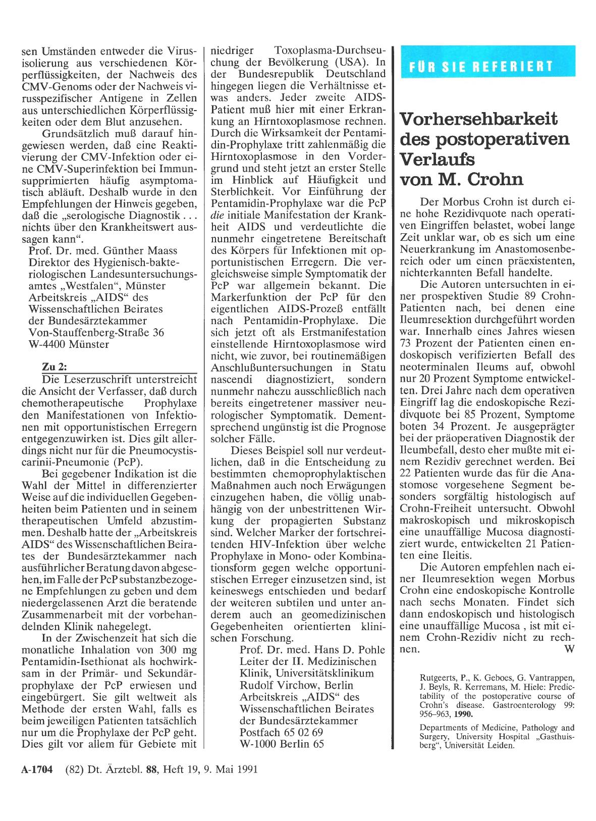 Vorschauseite 1: Vorhersehbarkeit des postoperativen Verlaufs von M. Crohn