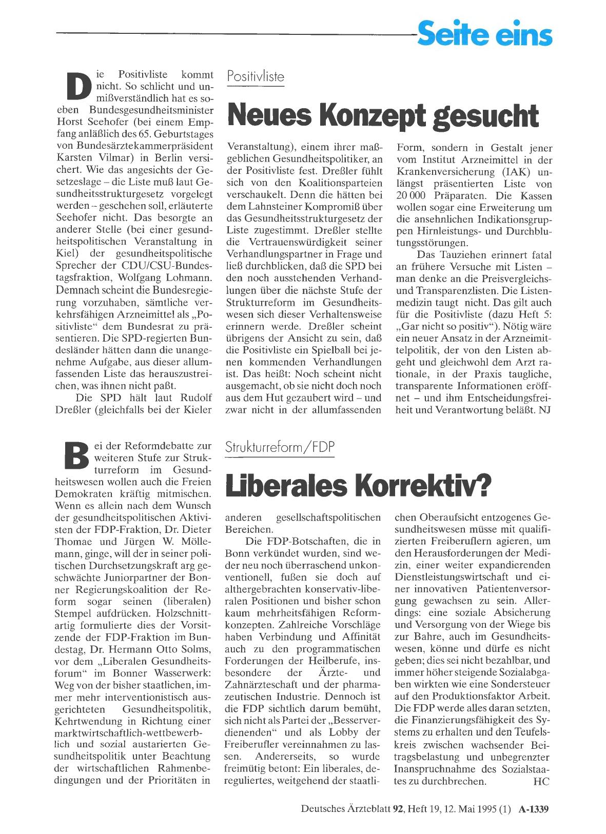 Vorschauseite 1: Positivliste: Neues Konzept gesucht
