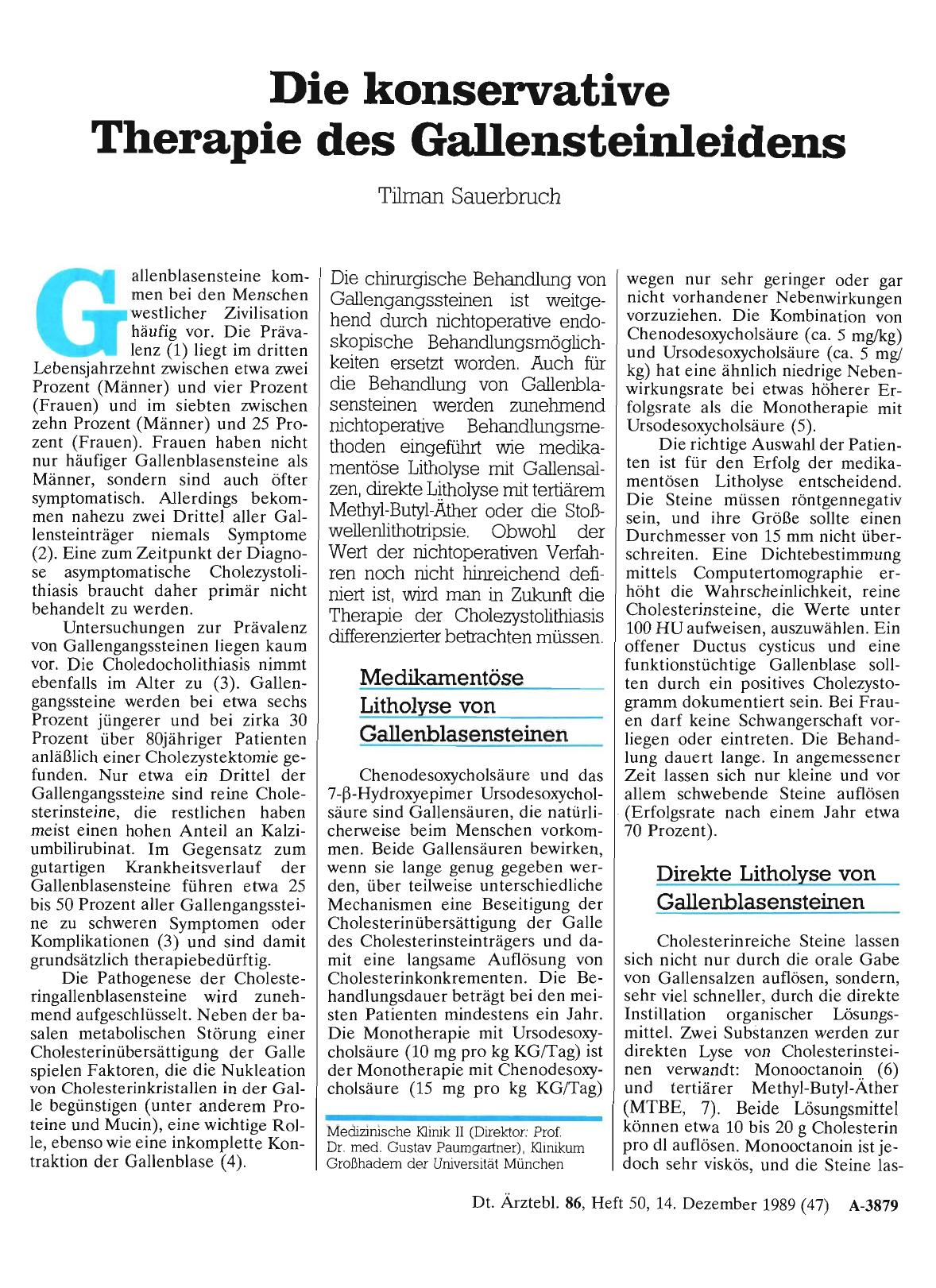 Vorschauseite 1: Die konservative Therapie des Gallensteinleidens