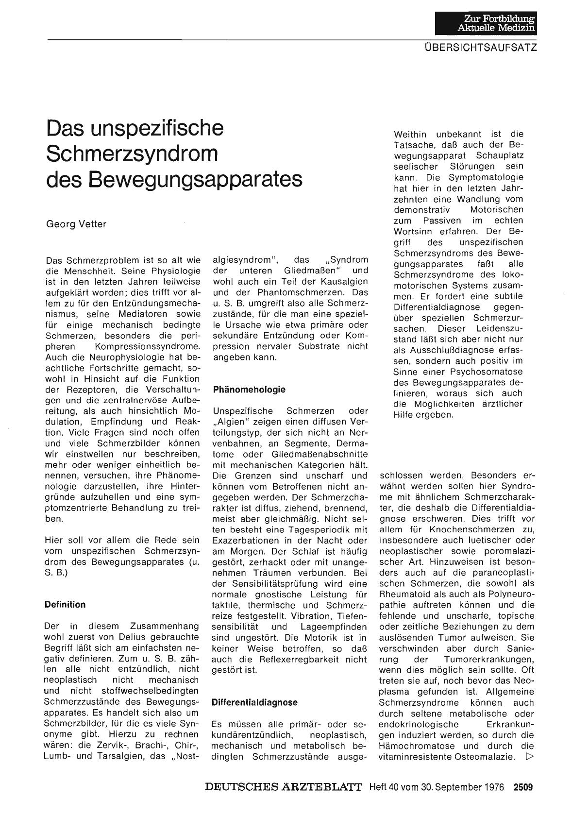 Vorschauseite 1: Das unspezifische Schmerzsyndrom des Bewegungsapparates