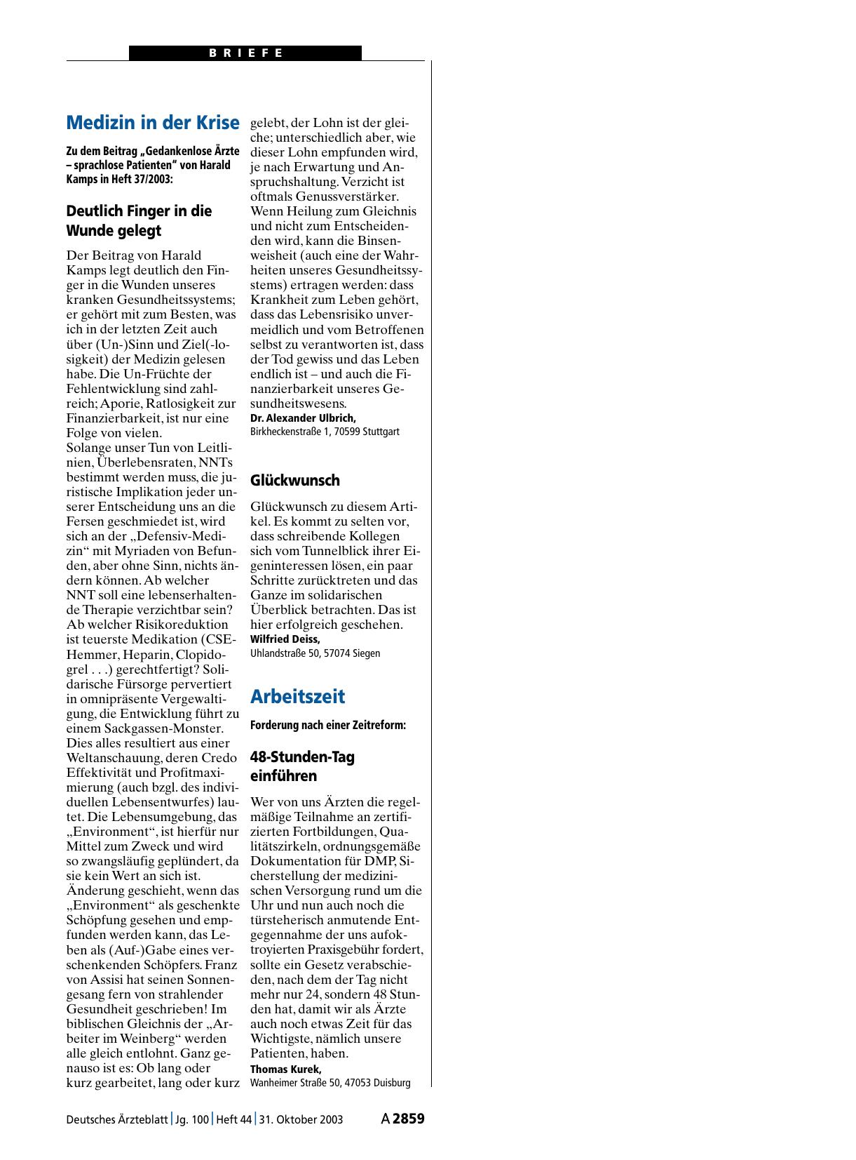 Vorschauseite 1: Medizin in der Krise: Deutlich Finger in die Wunde gelegt