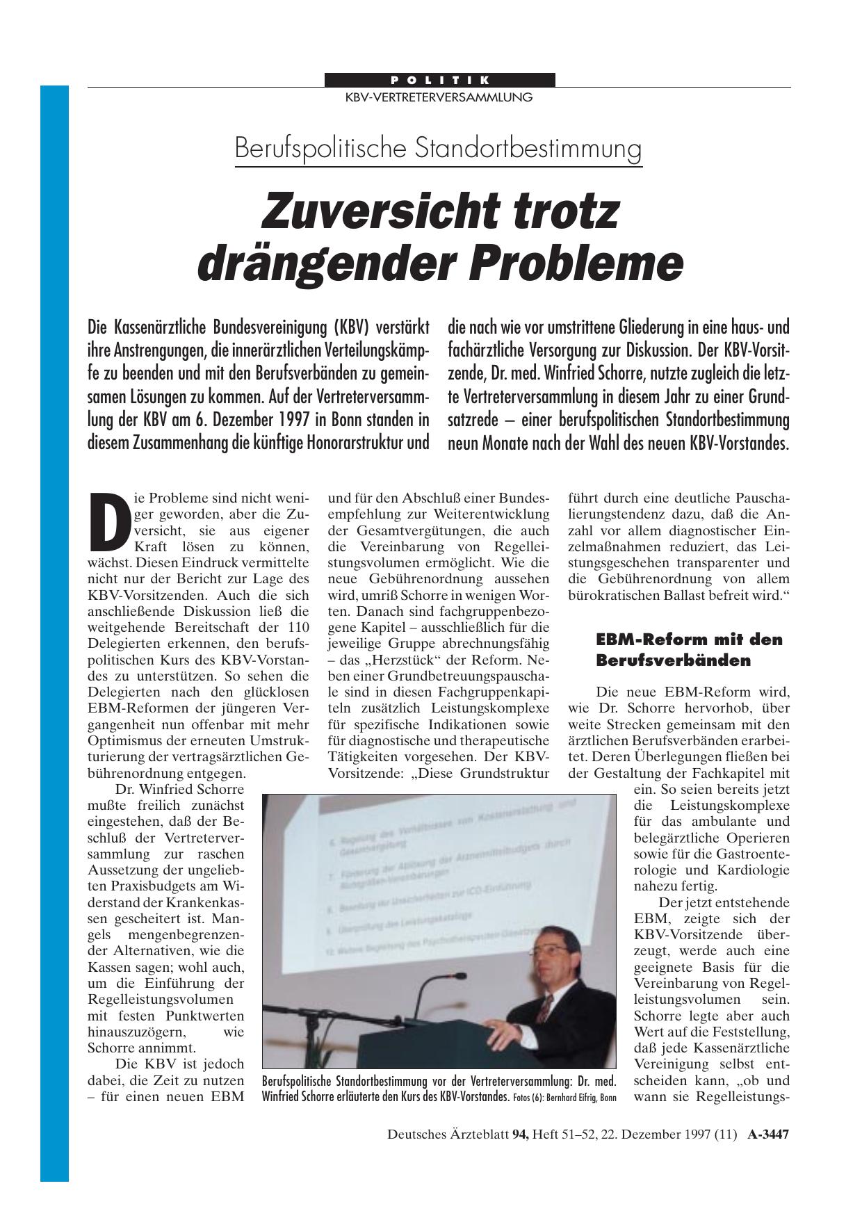 Vorschauseite 1: Berufspolitische Standortbestimmung: Zuversicht trotz drängender Probleme
