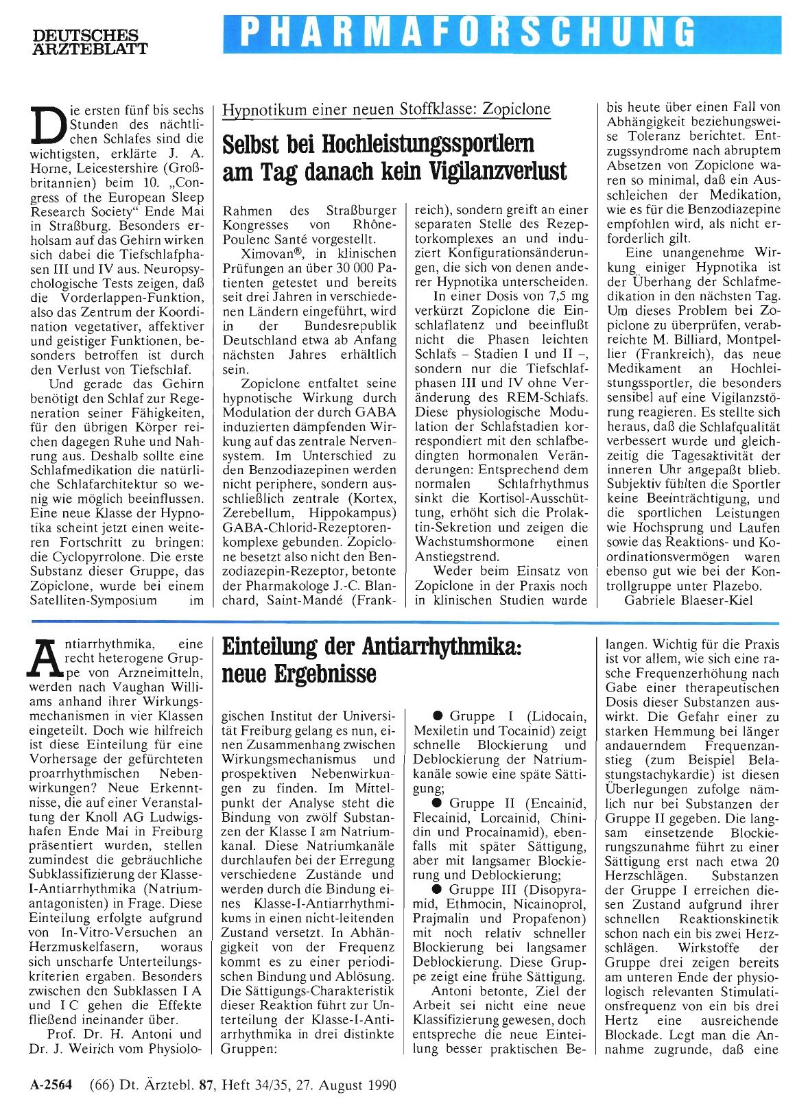 Vorschauseite 1: Einteilung der Antiarrhythmika: neue Ergebnisse