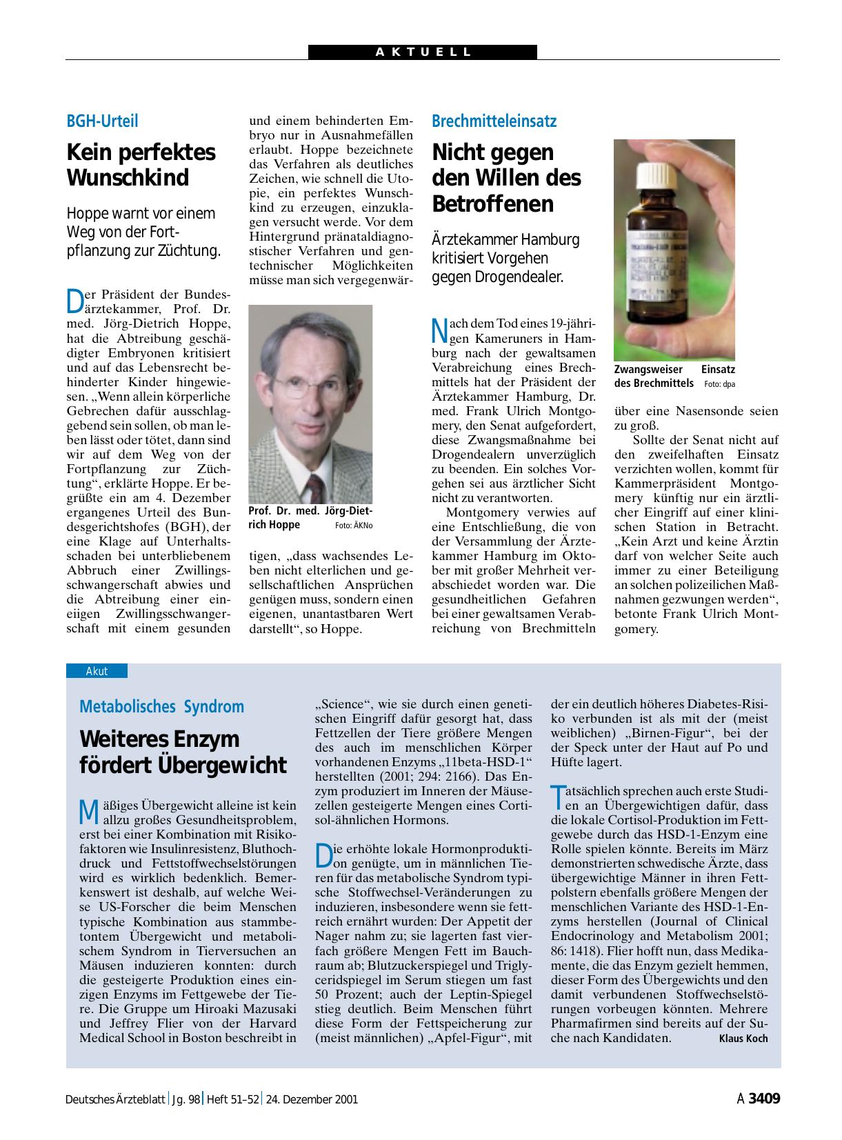 Vorschauseite 1: Brechmitteleinsatz: Nicht gegen den Willen des Betroffenen