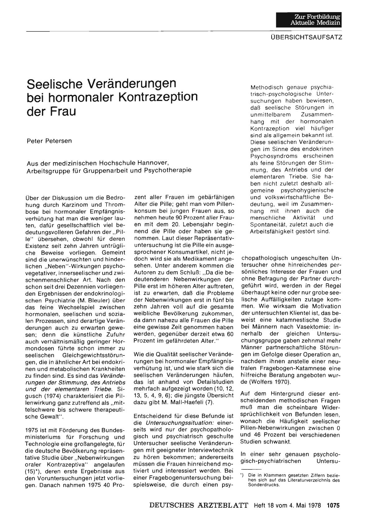Vorschauseite 1: Seelische Veränderungen bei hormonaler Kontrazeption der Frau