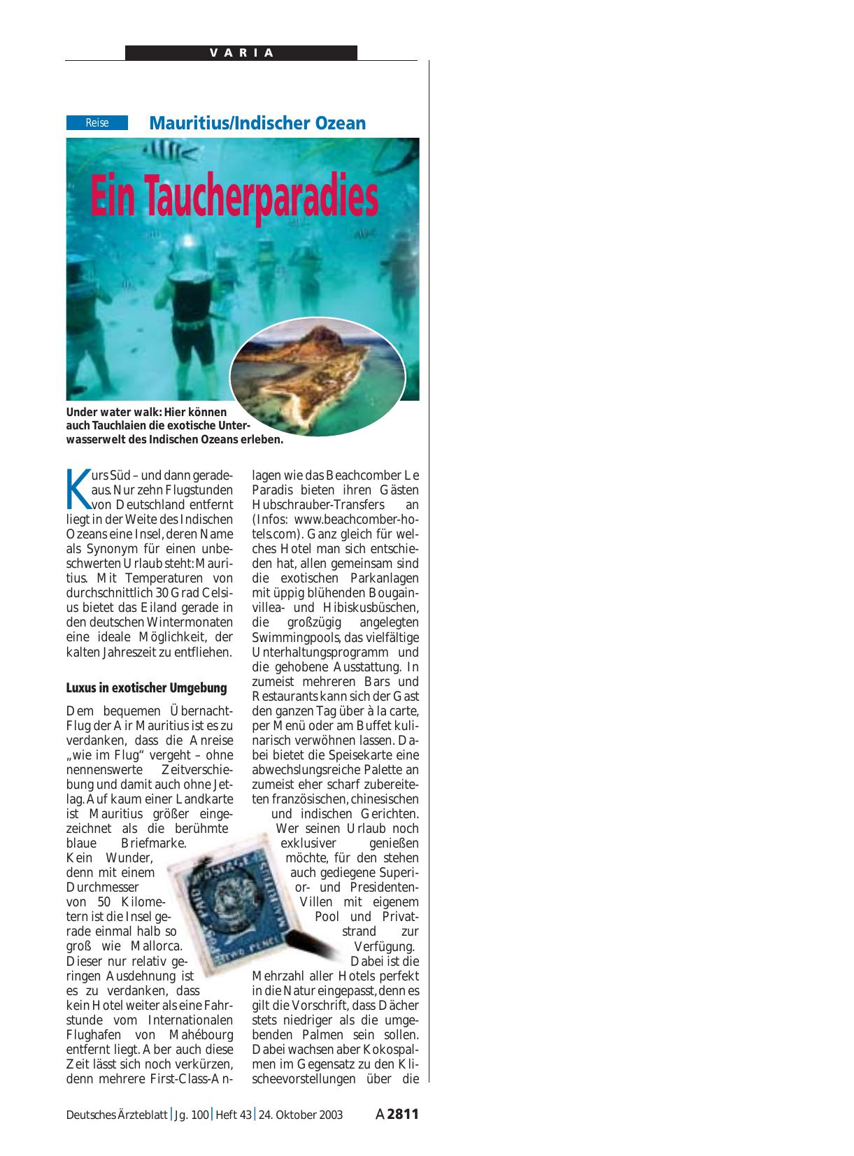 Vorschauseite 1: Mauritius/Indischer Ozean: Ein Taucherparadies