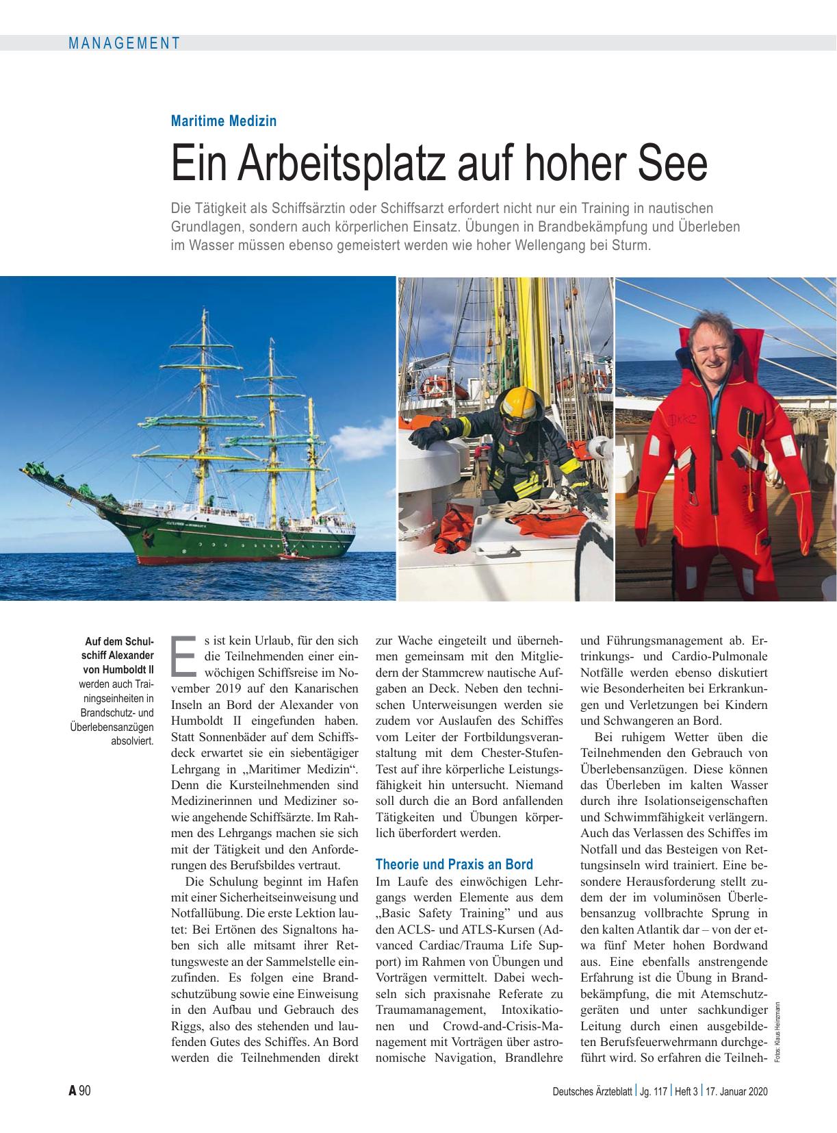 Vorschauseite 1: Maritime Medizin: Ein Arbeitsplatz auf hoher See