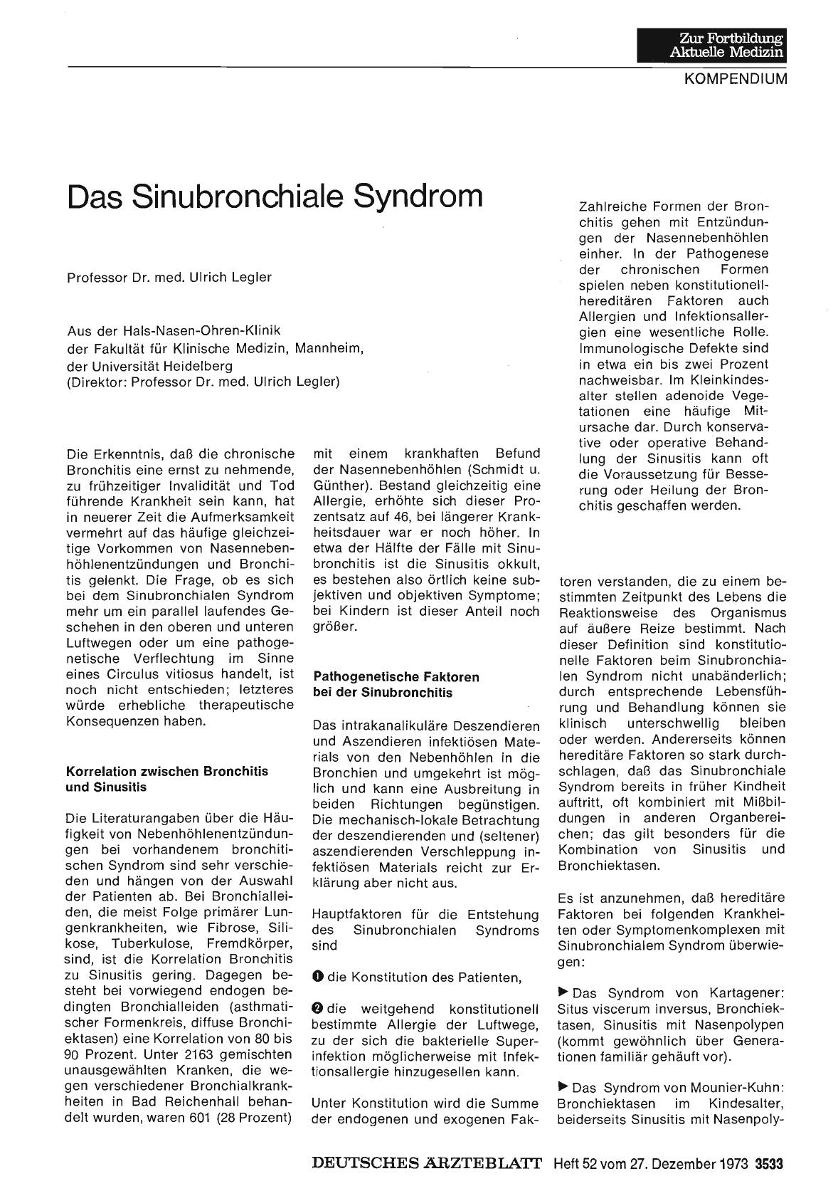 Vorschauseite 1: Das Sinubronchiale Syndrom
