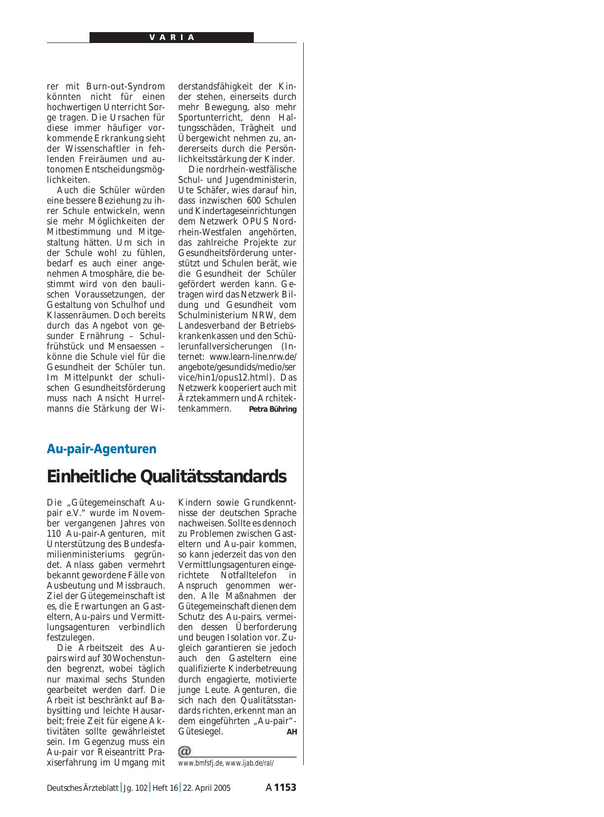 Vorschauseite 1: Au-pair-Agenturen: Einheitliche Qualitätsstandards