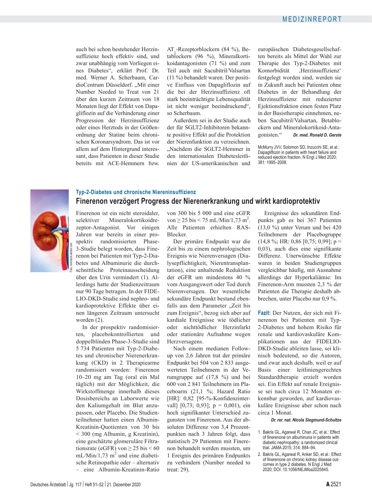 Vorschauseite 1: Typ-2-Diabetes und chronische Niereninsuffizienz: Finerenon verzögert Progress der Nierenerkrankung und wirkt kardioprotektiv