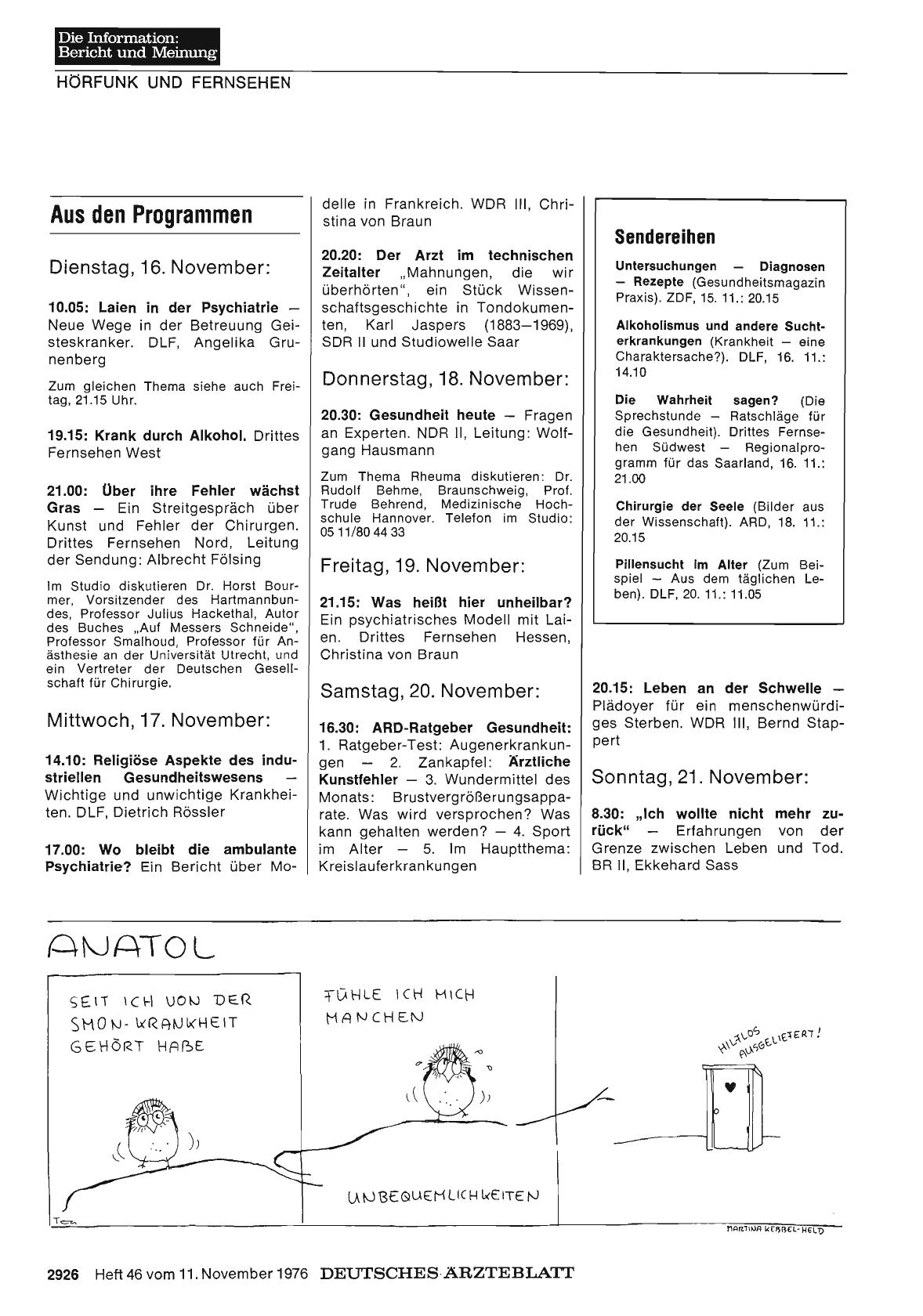 Vorschauseite 1: Aus den Programmen
