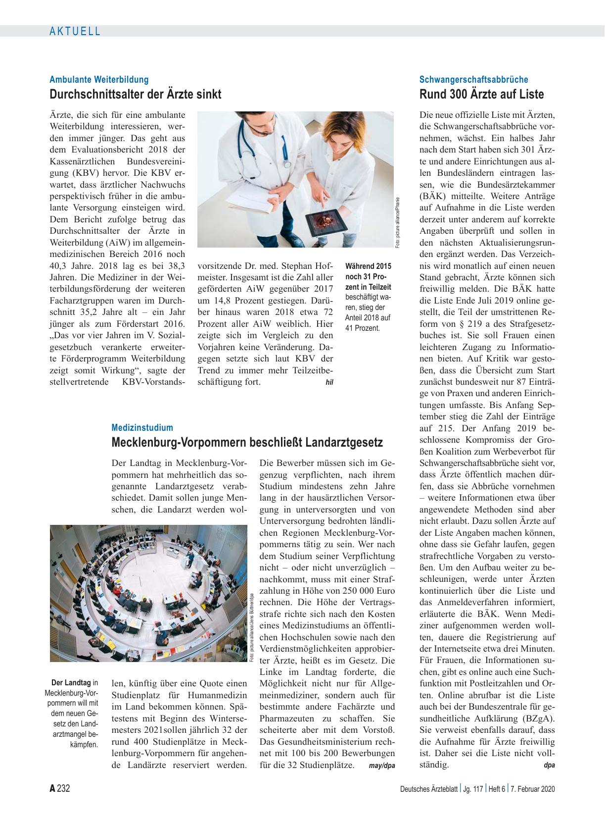 Vorschauseite 1: Ambulante Weiterbildung: Durchschnittsalter der Ärzte sinkt