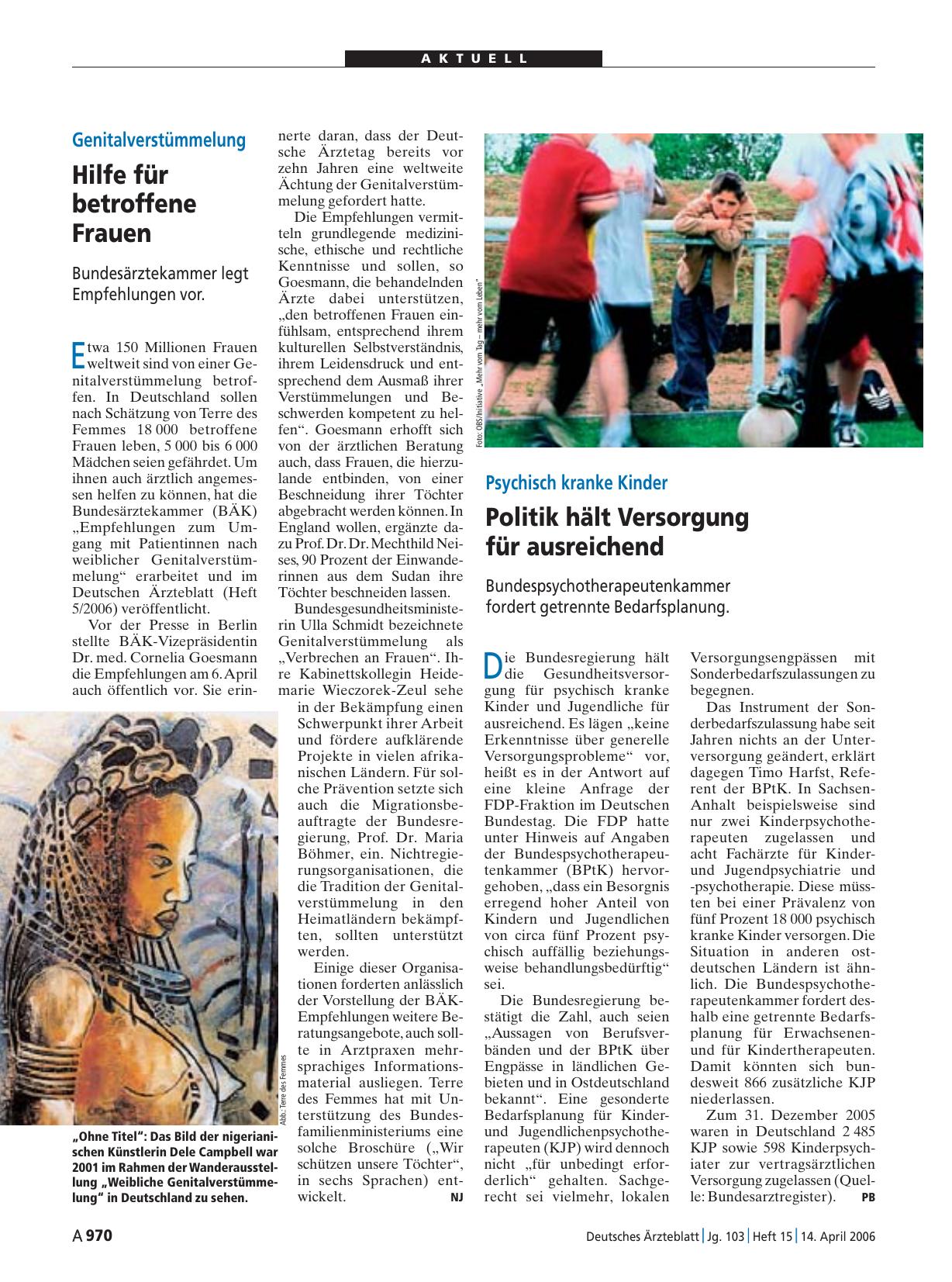 Vorschauseite 1: Genitalverstümmelung: Hilfe für betroffene Frauen