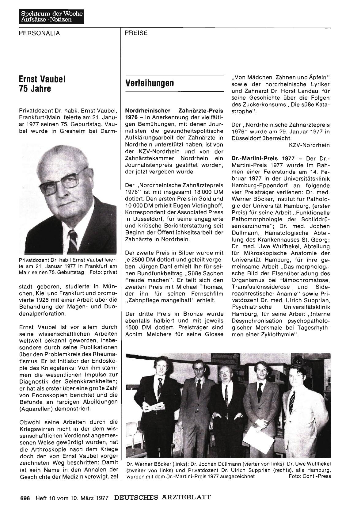 Vorschauseite 1: Ernst Vaubel 75 Jahre