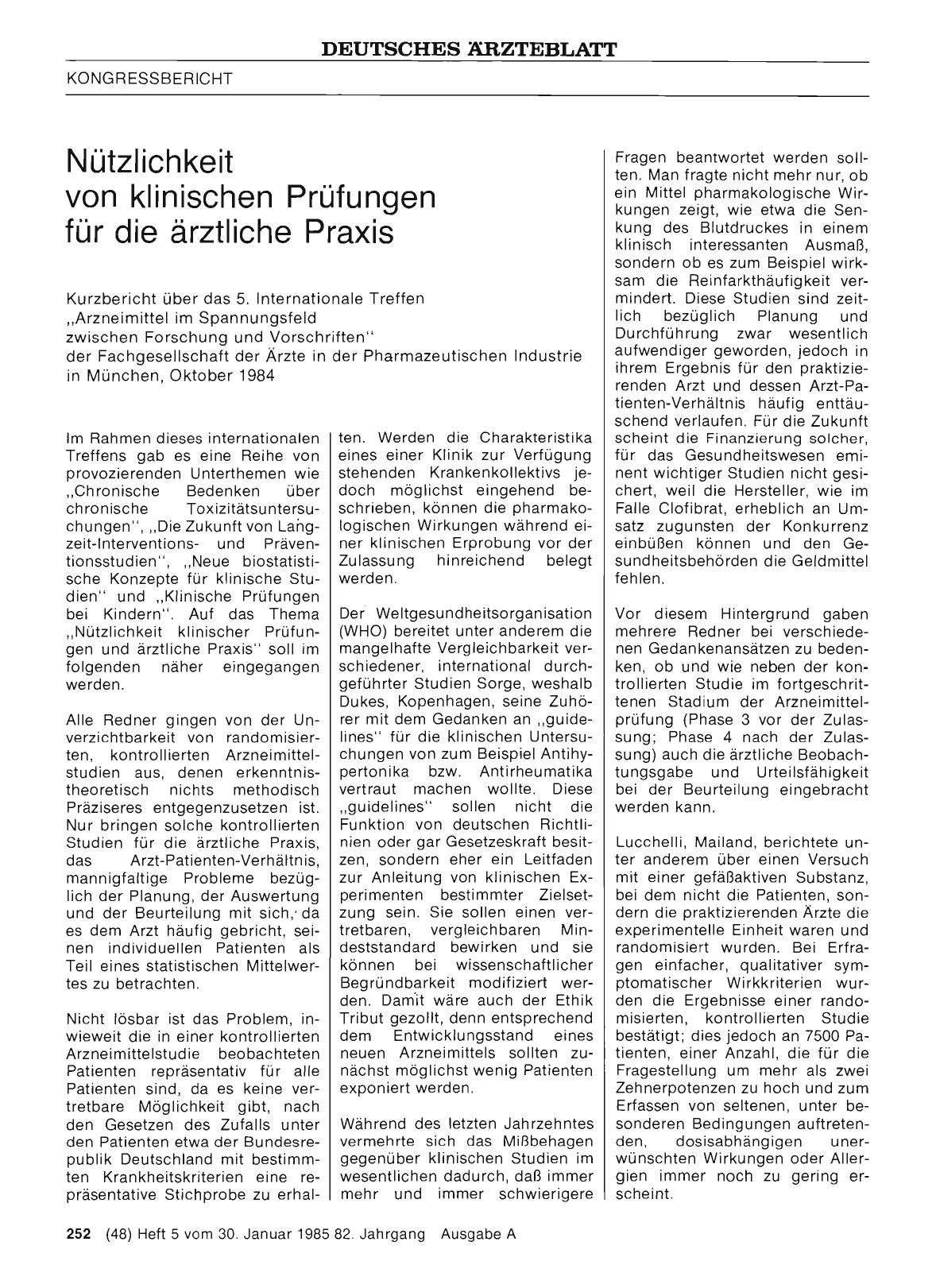 Vorschauseite 1: Nützlichkeit von klinischen Prüfungen für die ärztliche Praxis