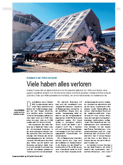 Vorschauseite 1: Erdbeben in der Türkei und Syrien: Viele haben alles verloren