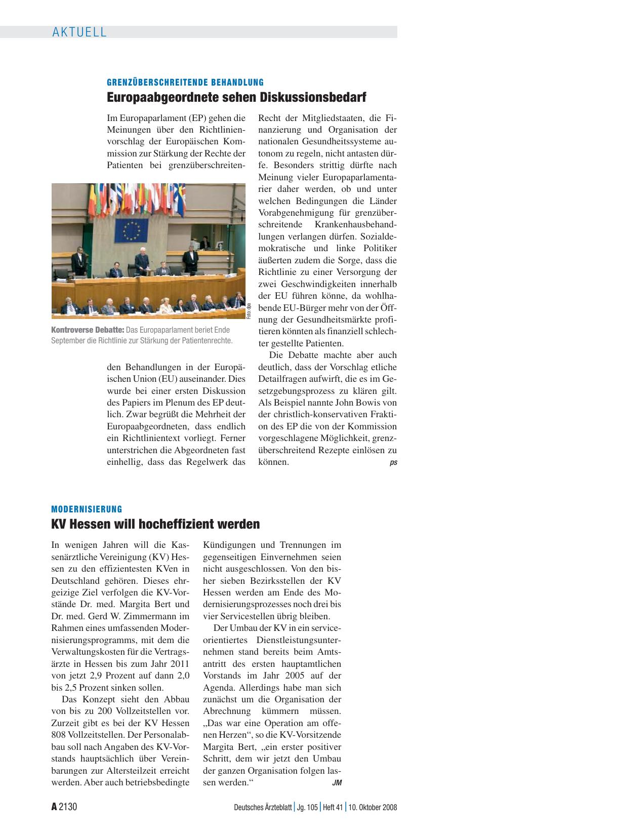 Vorschauseite 1: Modernisierung: KV Hessen will hocheffizient werden