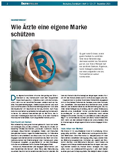 Vorschauseite 1: Markenrecht: Wie Ärzte eine eigene Marke schützen