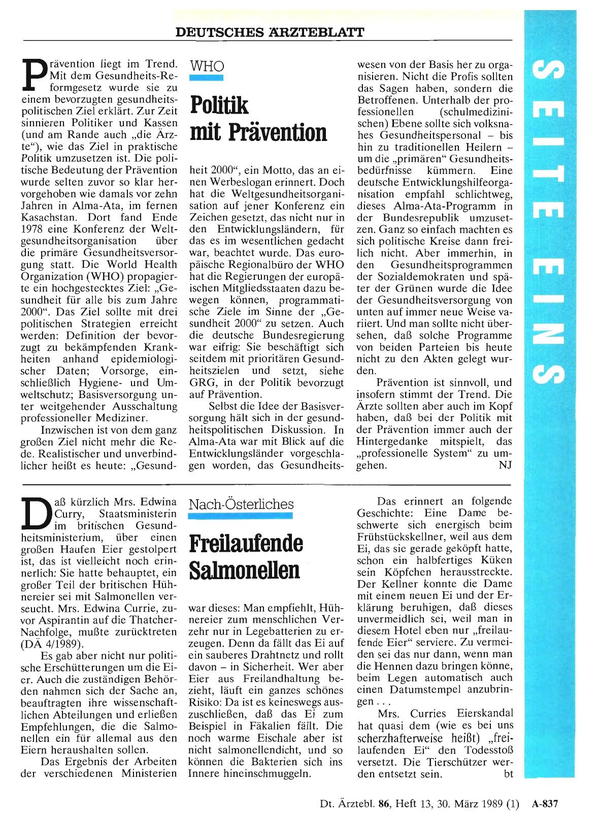 Vorschauseite 1: WHO: Politik mit Prävention