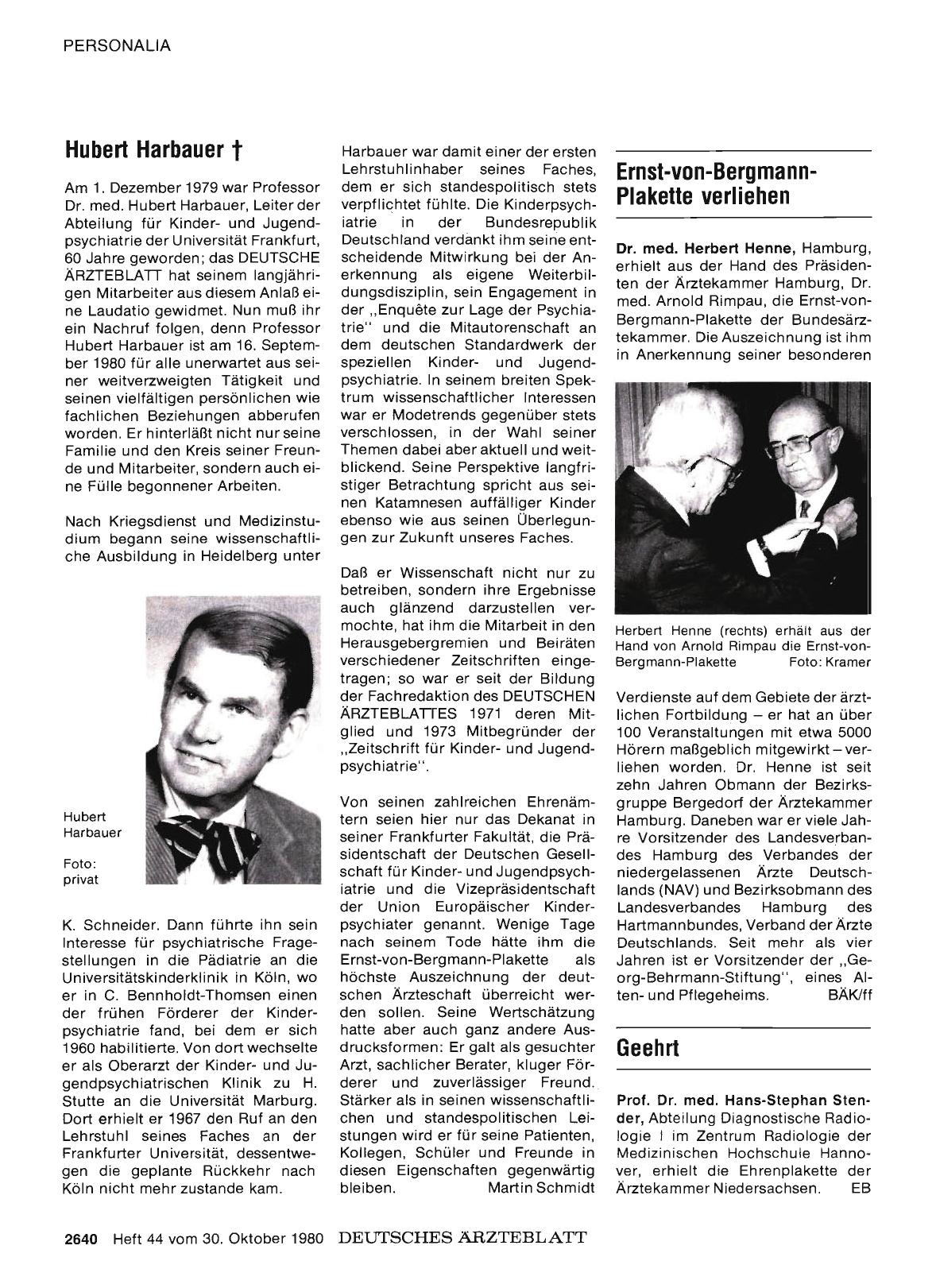 Vorschauseite 1: Hubert Harbauer †