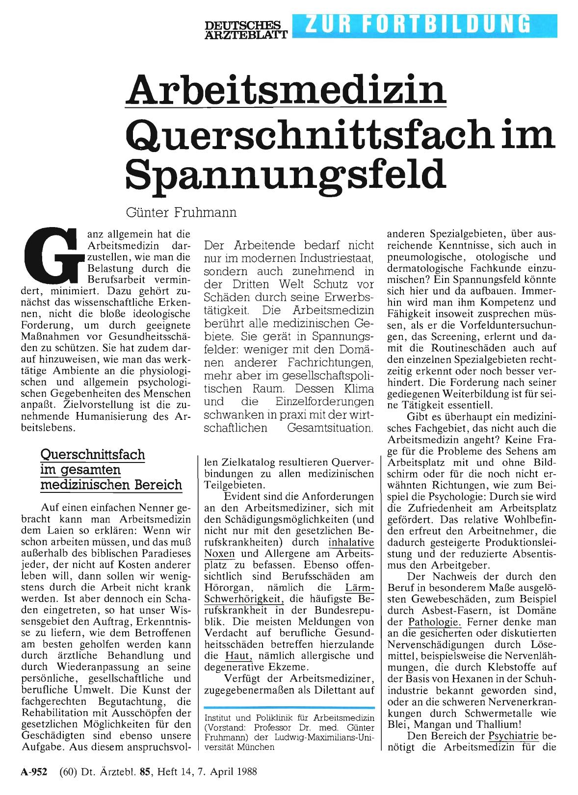 Vorschauseite 1: Arbeitsmedizin: Querschnittsfach im Spannungsfeld