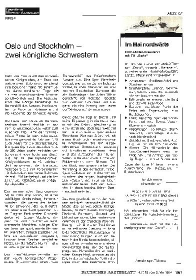 Vorschauseite 1: Oslo und Stockholm — zwei königliche Schwestern