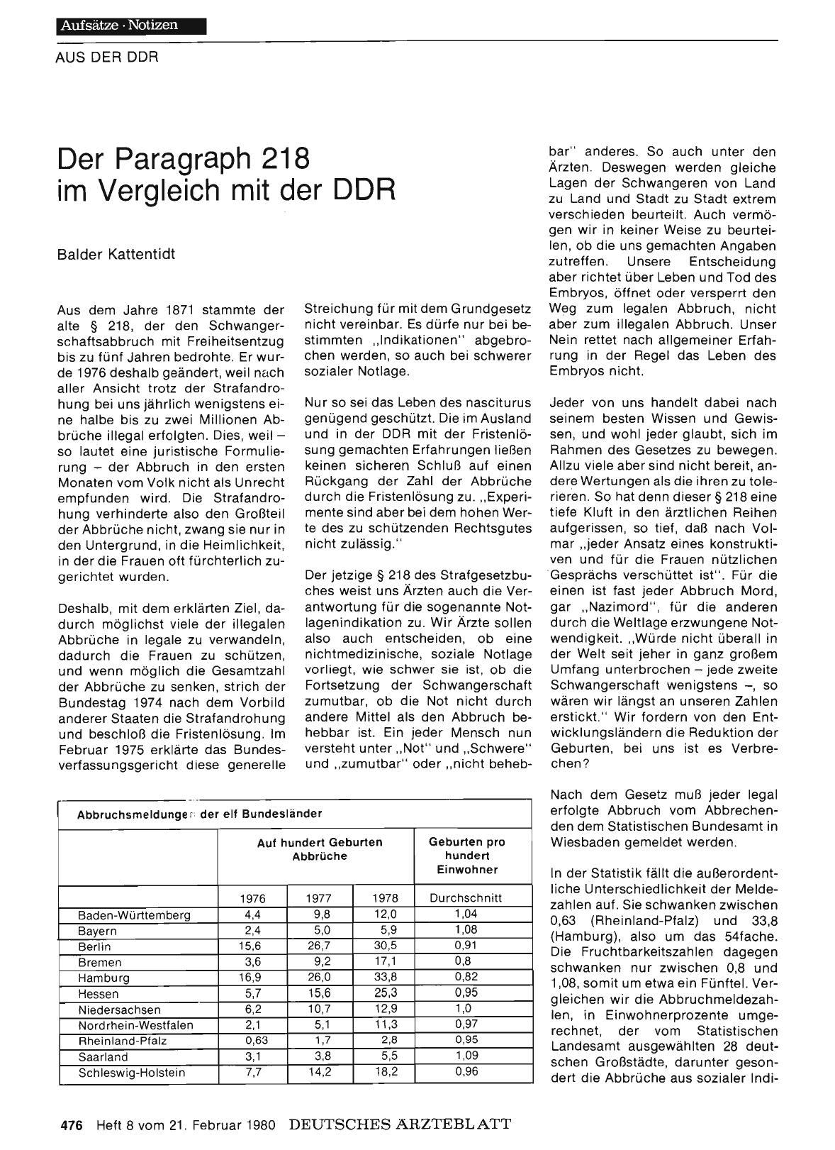 Vorschauseite 1: Der Paragraph 218 im Vergleich mit der DDR