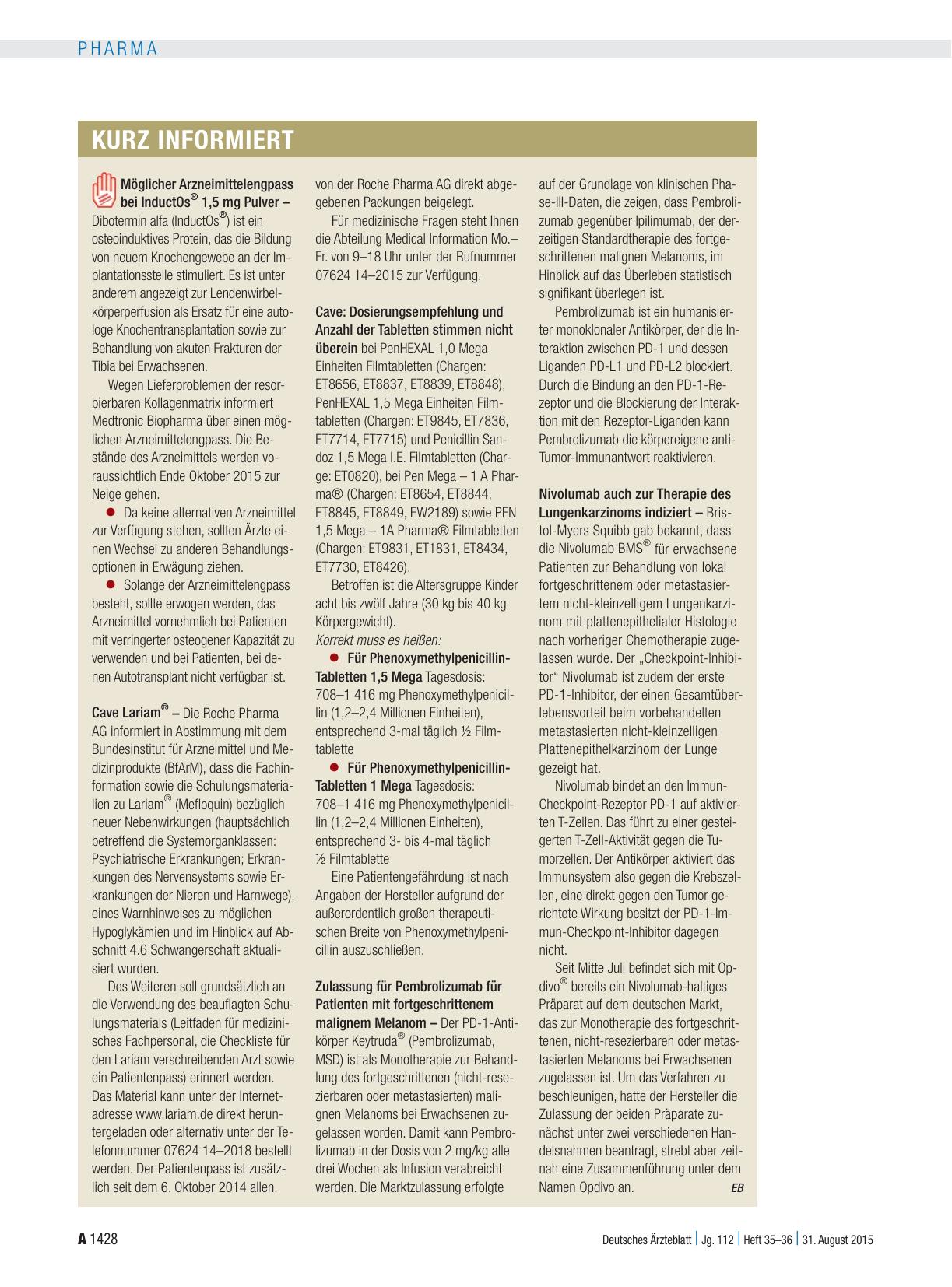Vorschauseite 1: Kurz informiert