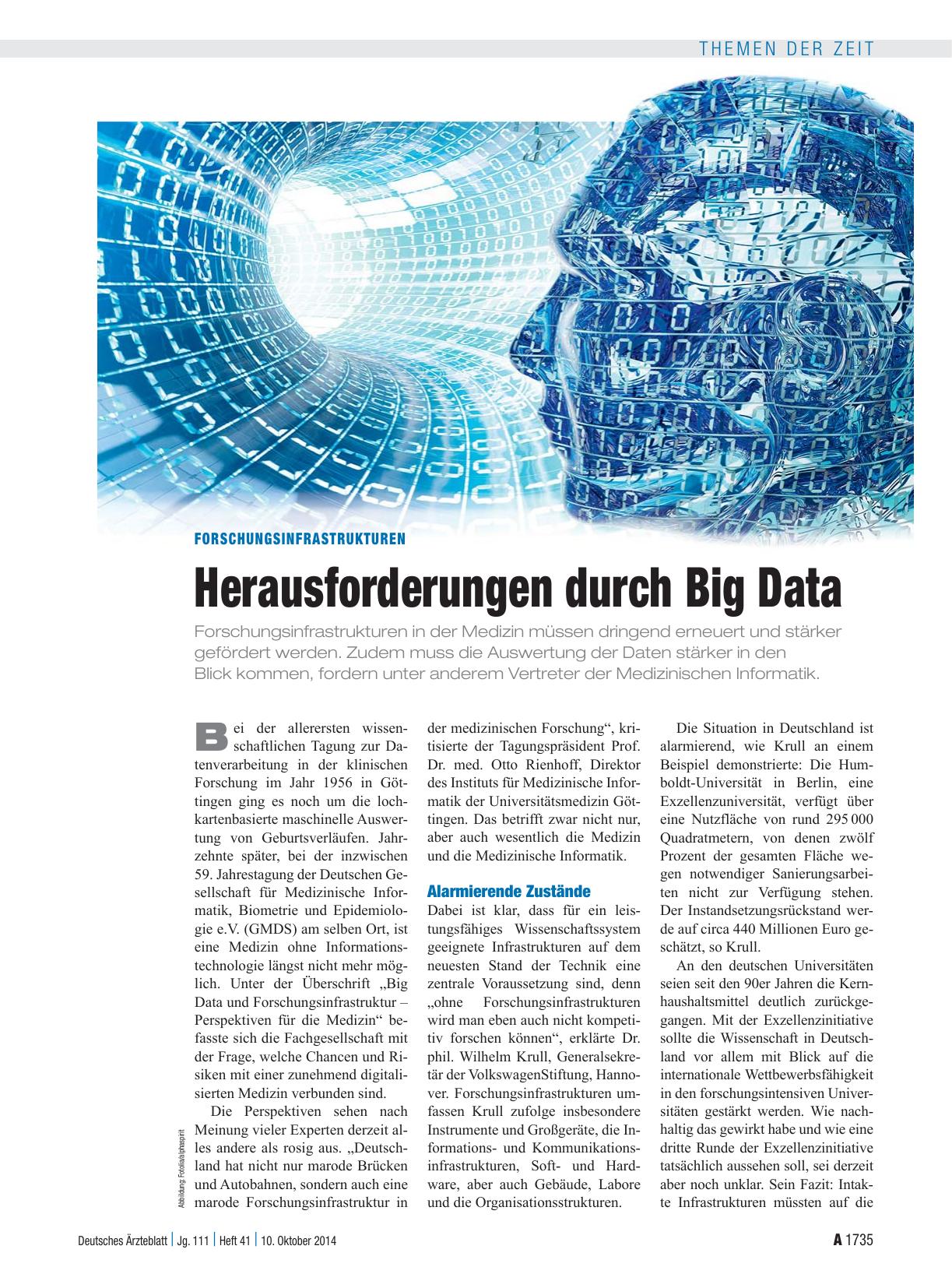 Vorschauseite 1: Forschungsinfrastrukturen: Herausforderungen durch Big Data
