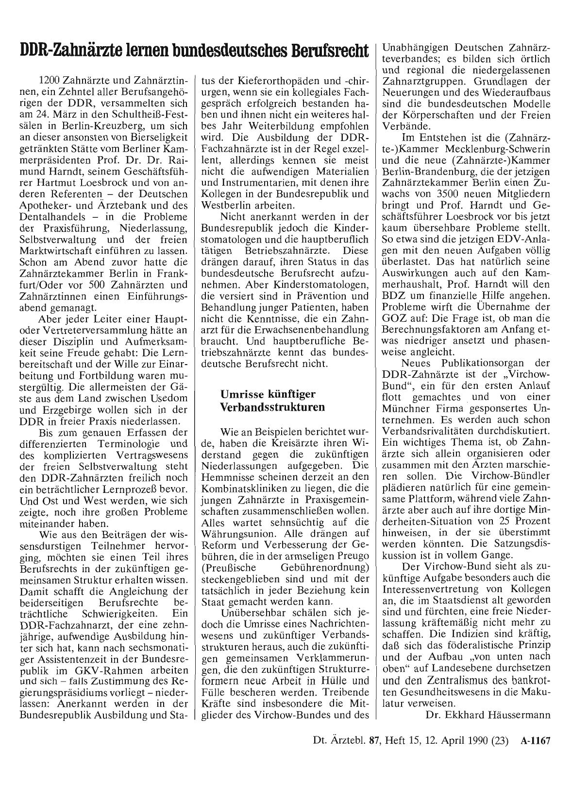 Vorschauseite 1: DDR-Zahnärzte lernen bundesdeutsches Berufsrecht