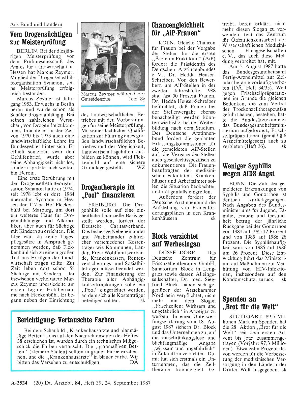 Vorschauseite 1: Spenden an „Brot für die Welt“