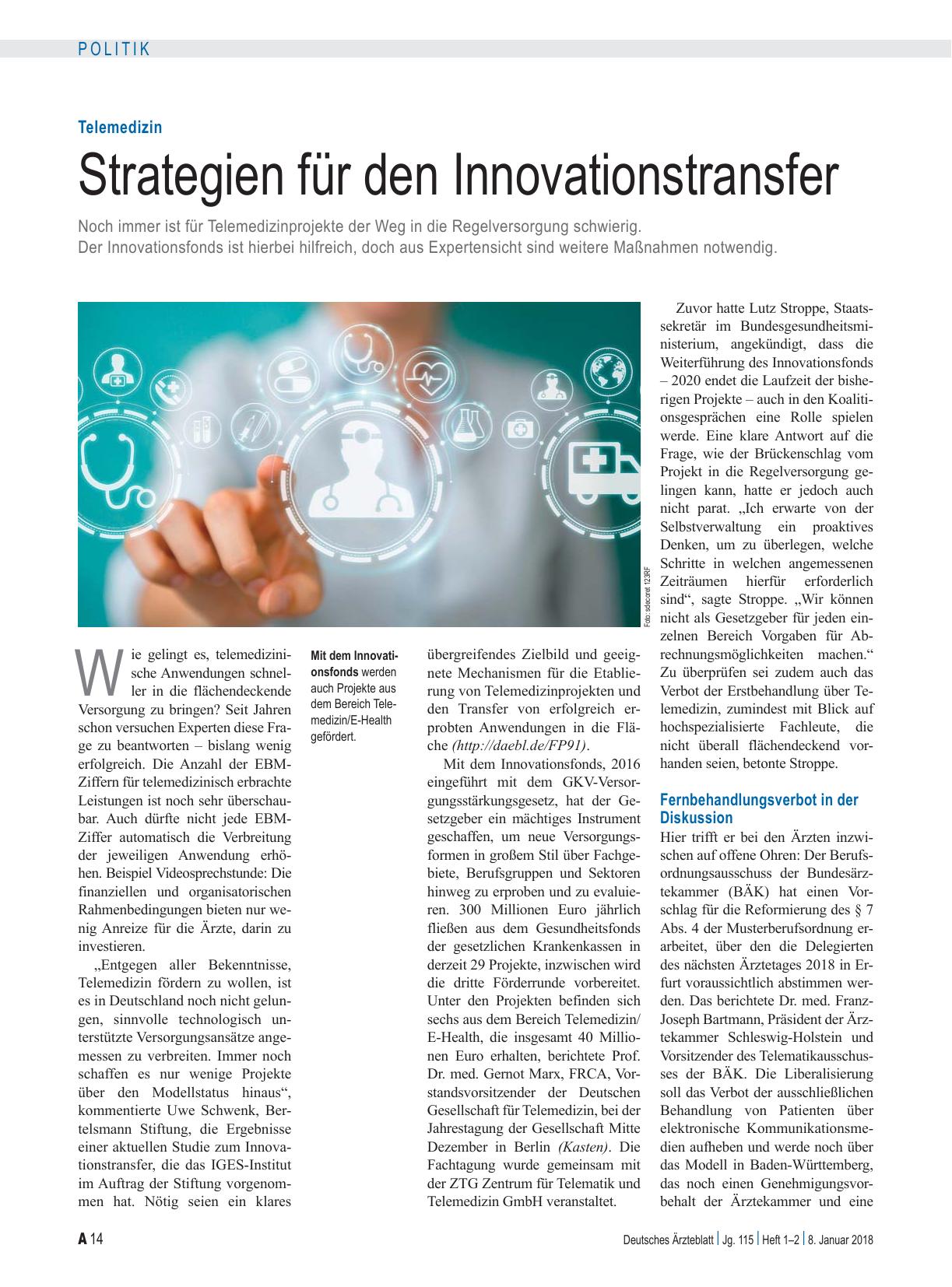 Vorschauseite 1: Telemedizin: Strategien für den Innovationstransfer