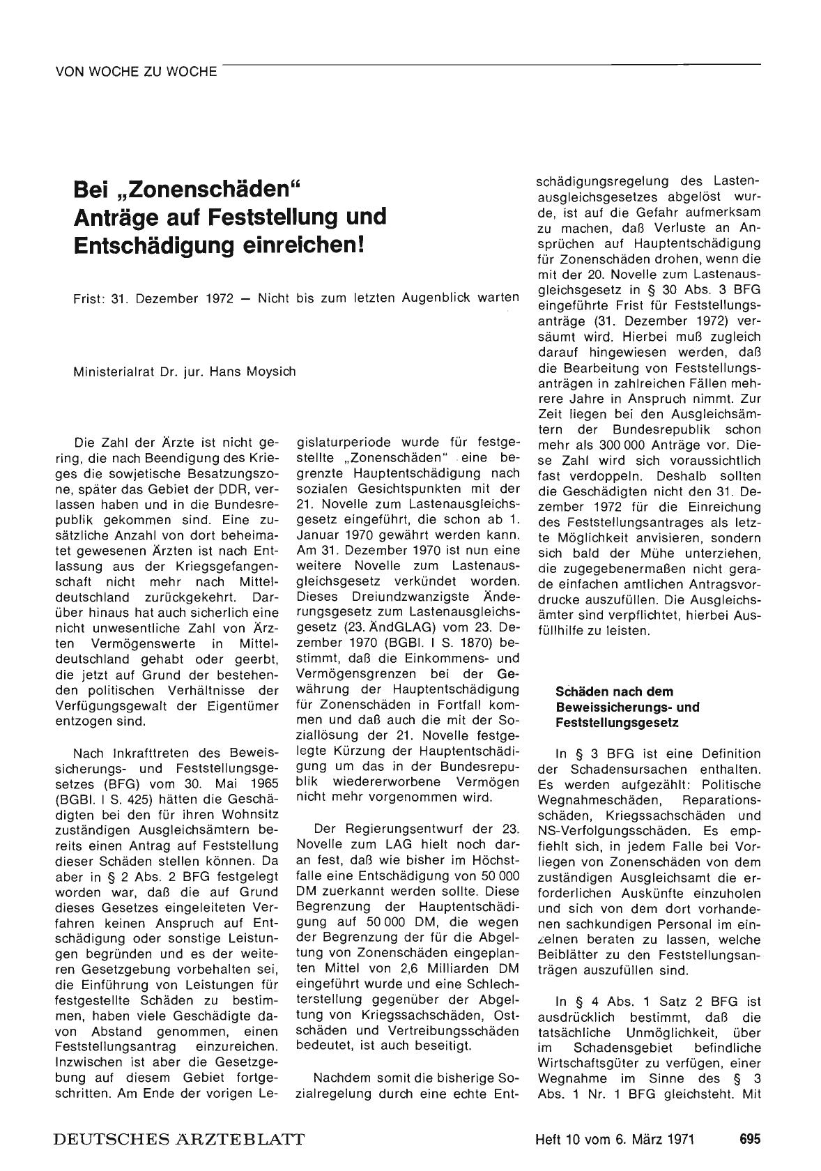 Vorschauseite 1: Bei „Zonenschäden": Anträge auf Feststellung und Entschädigung einreichen!