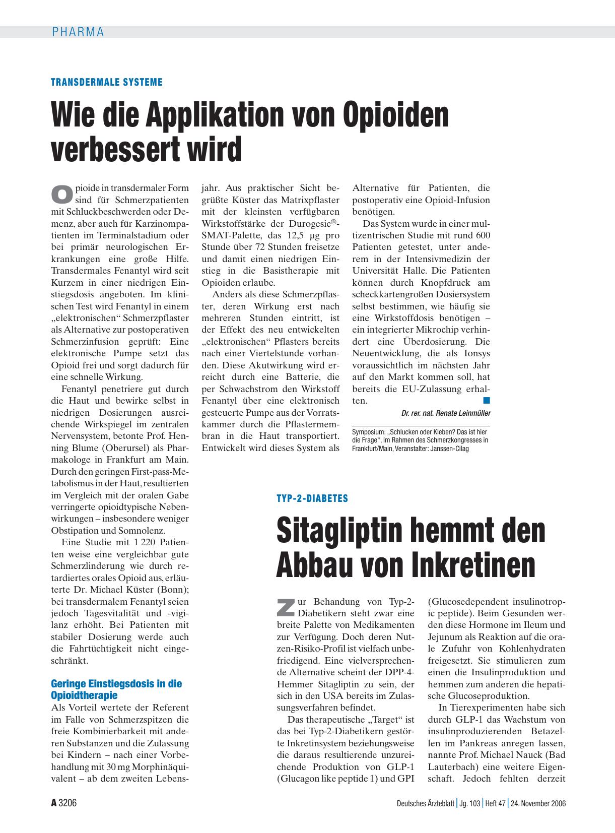 Vorschauseite 1: Typ-2-Diabetes: Sitagliptin hemmt den Abbau von Inkretinen